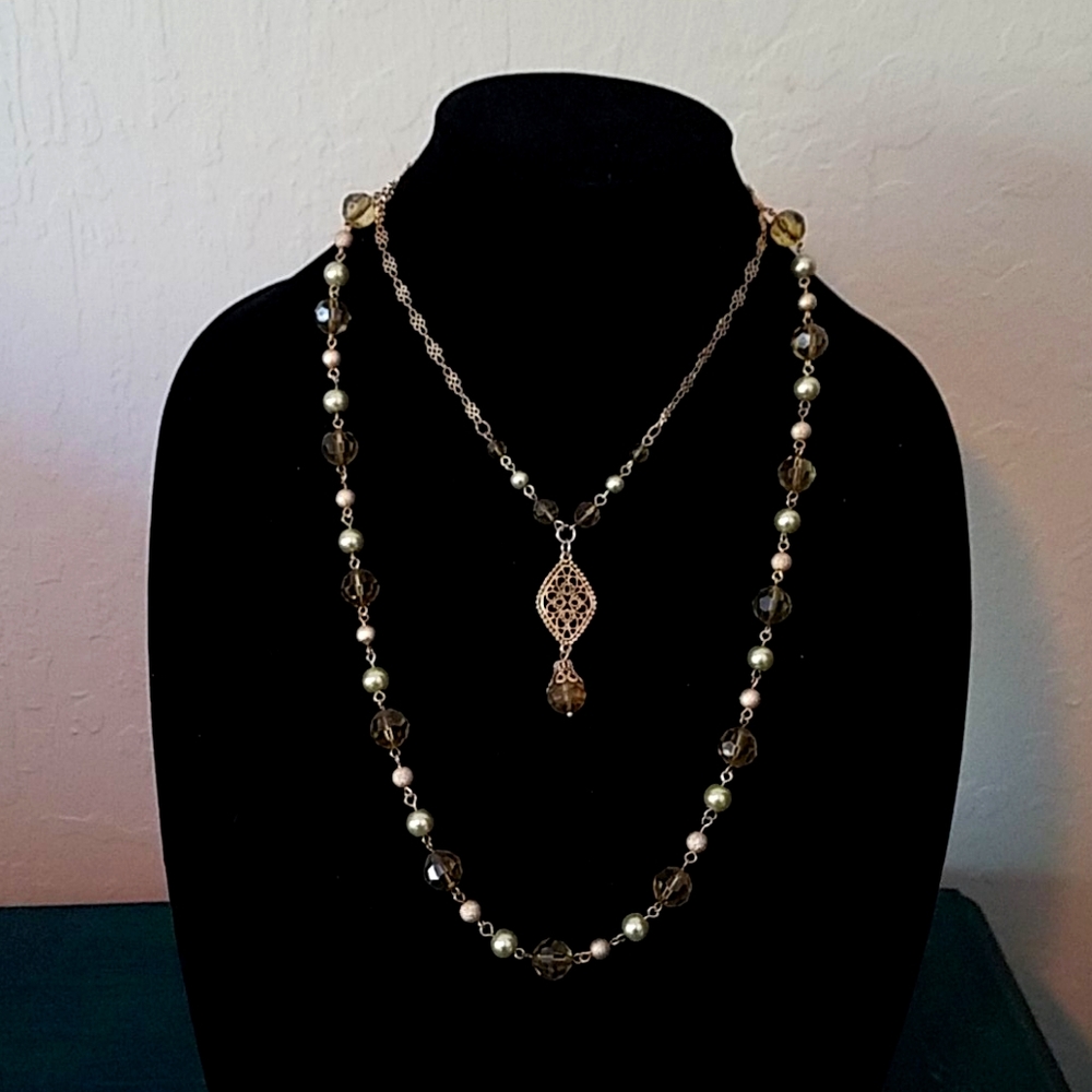 2 necklace set in citrus tones